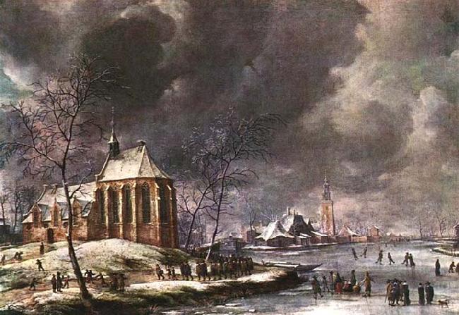 Jan Abrahamsz. Beerstraten Village of Nieukoop in Winter with Child Funeral oil painting image